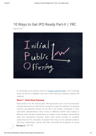 10 Ways to Get IPO Ready Part-II | YRC