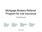 Mortgage Brokers Referral Program for Life Insurance