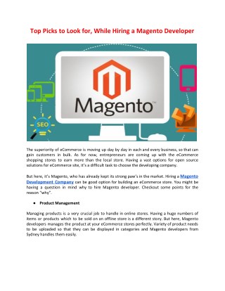 Top Picks to Look for, While Hiring a Magento Developer