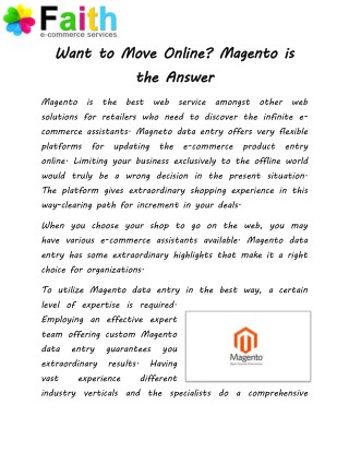 Want to Move Online? Magento is the Answer