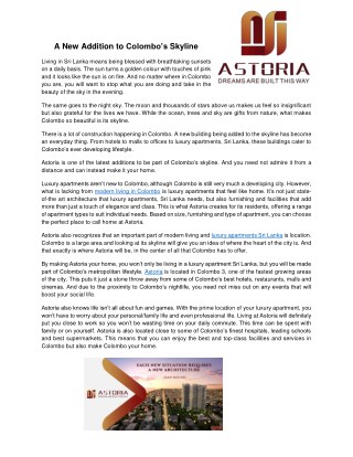 Luxury Apartments & Condominiums Colombo | Real Estate | Astoria Sri Lanka Official