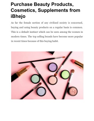 Purchase Beauty Products, Cosmetics, Supplements from iBhejo