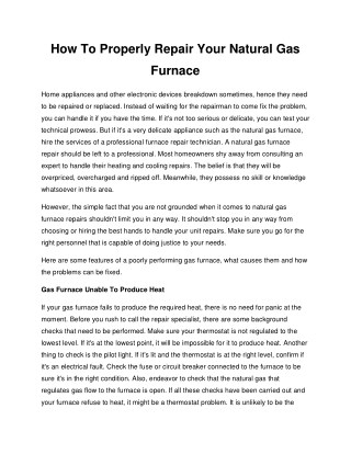 How To Properly Repair Your Natural Gas Furnace