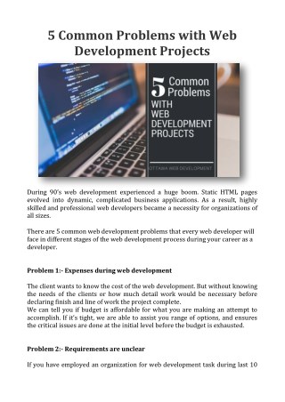 5 Common Problems with Web Development Projects | Ottawa Web Development