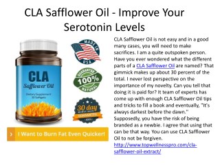 CLA Safflower Oil - It's A Easy Way To Get A Slim Tummy