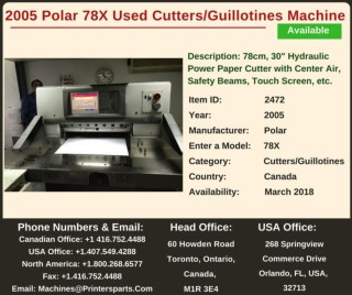 Buy Used 2005 Polar 78X Cutters/Guillotines Machine