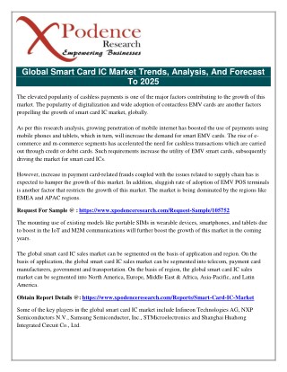 Global Smart Card IC Market 2025 - Infineon Technologies, NXP, on Semiconductor, Athena - Forecast From 2017 to 2025