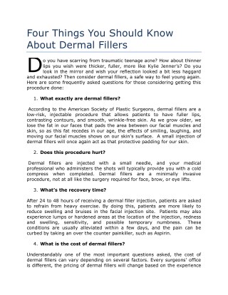 Four Things You Should Know About Dermal Fillers