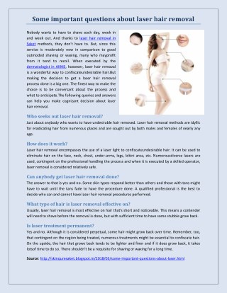 Some important questions about laser hair removal