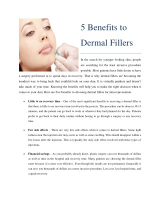 5 Benefits to Dermal Fillers