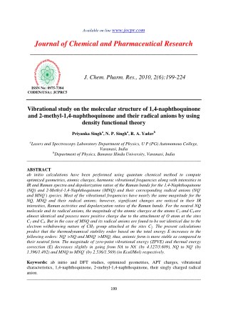 Vibrational study on the molecular structure of 1,4-naphthoquinone and 2-methyl-1,4-naphthoquinone and their radical ani