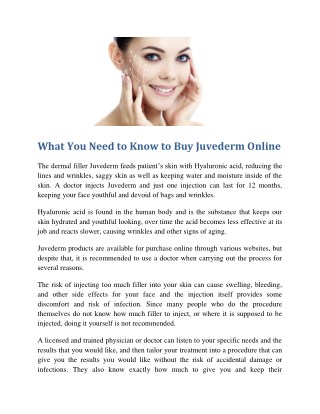 What You Need to Know to Buy Juvederm Online