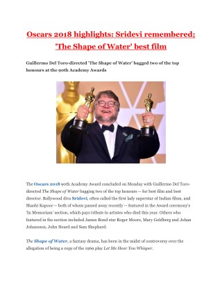 Oscars 2018 highlights: Oscars 2018 winners; 'The Shape of Water' best film