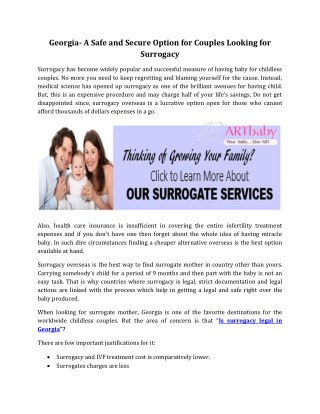 Georgia- A Safe and Secure Option for Couples Looking for Surrogacy