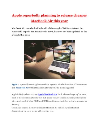 Apple reportedly planning to release cheaper MacBook Air this year