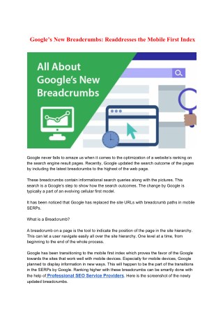 Googleâ€™s New Breadcrumbs: Readdresses the Mobile First Index