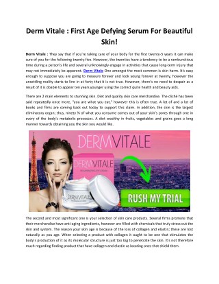 Derm Vitale : Helps To Rejuvenate Your Skin!