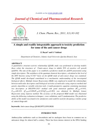 A simple and readily integratable approach to toxicity prediction for some of the anti cancer drugs