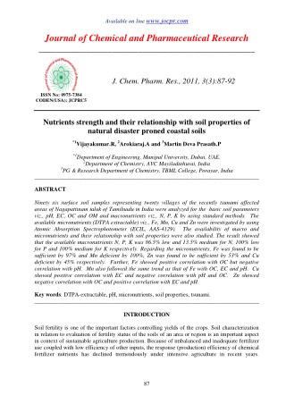 Nutrients strength and their relationship with soil properties of natural disaster proned coastal soils