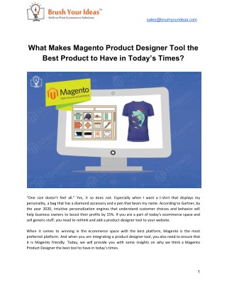 What Makes Magento Product Designer Tool the Best Product to Have in Todayâ€™s Times?