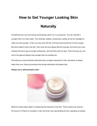 How to Get Younger Looking Skin Naturally