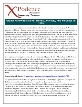 Global Nanowires Market and Its Commercial Markets: A Report on Current Conditions and Future Scenarios Forecast 2017 â€