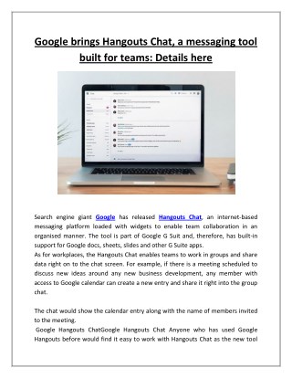 Google brings hangouts chat, a messaging tool built for teams details here