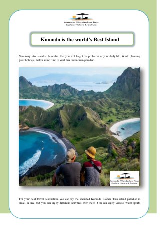 Komodo is the worldâ€™s Best Island