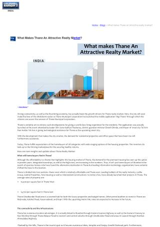 What Makes Thane An Attractive Realty Market?