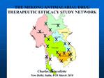 THE MEKONG ANTIMALARIAL DRUG THERAPEUTIC EFFICACY STUDY NETWORK Charles Delacollette New Delhi, India, 8