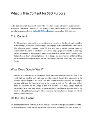 What is Thin Content for SEO Purpose