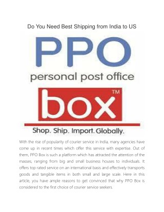 Do You Need Best Shipping from India to US