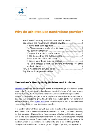 Why do athletes use nandrolone powder?