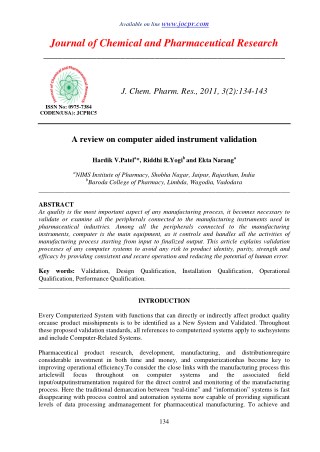 A review on computer aided instrument validation