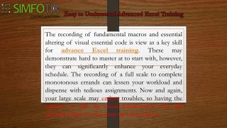 Easy to Understand Advanced Excel Training