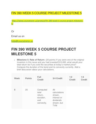 FIN 390 WEEK 5 COURSE PROJECT MILESTONE 5