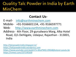 Quality Talc Powder in India by Earth MinChem