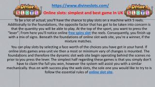Online slots simplest and best game