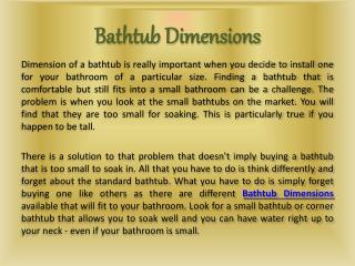 A Bathtub Dimension - The Perfect Thing to Consider For a Small Bathroom