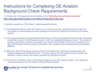Instructions for Completing GE Aviation Background Check Requirements