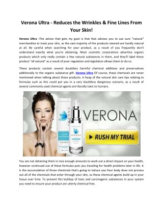 Verona Ultra - Look Younger With Unique Anti Aging Formula!
