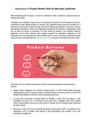 Product Review Sites