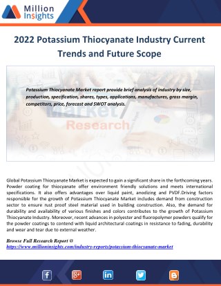 Potassium Thiocyanate Industry Trend,Share and Competitive Strategies Report
