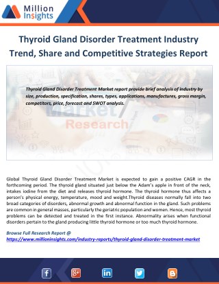2022 Thyroid Gland Disorder Treatment Industry Current Trends and Future Scope