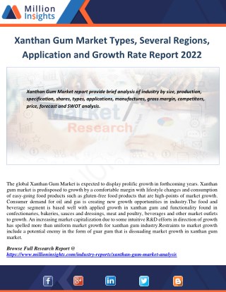 Xanthan Gum Industry Size,Share,Trend and Application Report 2022