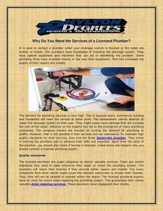 Why Do You Need the Services of a Licensed Plumber?