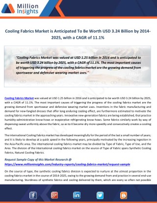 Cooling Fabrics Market Strategy Framework and Key Companies Analysis by 2014-2025