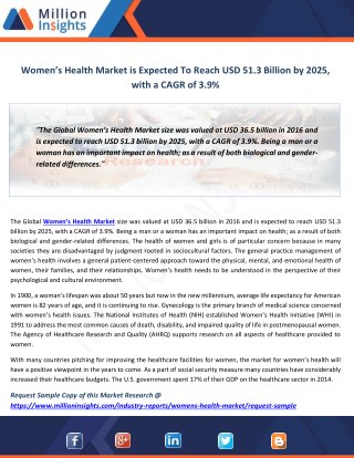 Womenâ€™s Health Market Outlook Overrview and Market Forecast by 2014-2025