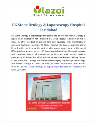 RG Stone Urology & Laparoscopy Hospital Faridabad