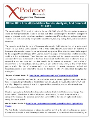 Ultra Low Alpha Metals Market Size, Country Outlook, Growth Potential, Competitive Strategies And Forecasts 2017 To 2025